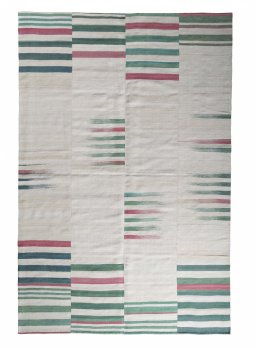 Full view of New Kilim Kiasar rug from Iran / Persia, 311 × 207 cm in Beige tones