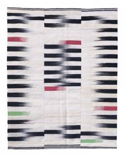 Full view of New Kilim Kiasar rug from Iran / Persia, 201 × 156 cm in Beige tones