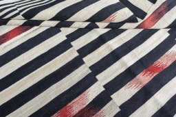 Full view of New Kilim Kiasar rug from Iran / Persia, 201 × 155 cm in Beige tones