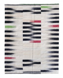 Full view of New Kilim Kiasar rug from Iran / Persia, 198 × 154 cm in Beige tones