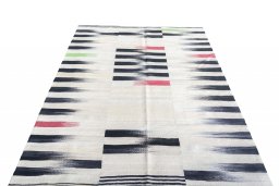Close-up detail of New Kilim Kiasar rug from Iran / Persia showing Wool weave