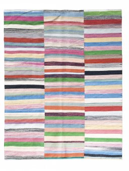 Full view of New Kilim Kiasar rug from Iran / Persia, 195 × 153 cm in Multi Color tones