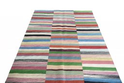 Close-up detail of New Kilim Kiasar rug from Iran / Persia showing Wool weave