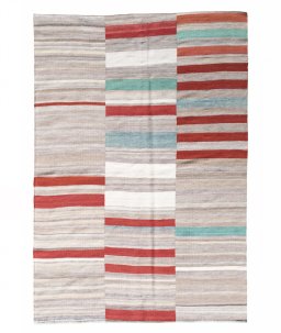 Full view of New Kilim Kiasar rug from Iran / Persia, 220 × 153 cm in Multi Color tones