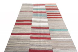 Close-up detail of New Kilim Kiasar rug from Iran / Persia showing Wool weave