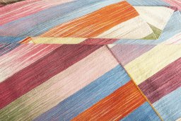 Full view of New Kilim Kiasar rug from Iran / Persia, 194 × 146 cm in Multi Color tones
