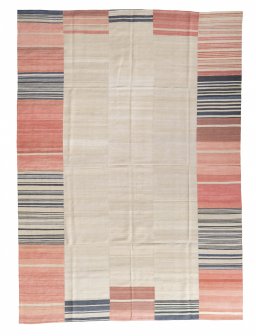 Full view of New Kilim Kiasar rug from Iran / Persia, 352 × 255 cm in Beige tones