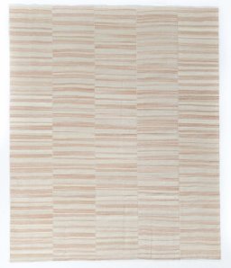 Full view of New Kilim Kiasar rug from Iran / Persia, 301 × 247 cm in Beige tones