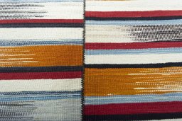 Backside of handmade New Kilim Kiasar rug showing knot structure and weave density
