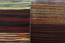 Backside of handmade New Kilim Kiasar rug showing knot structure and weave density