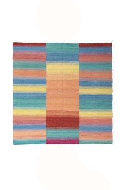 Full view of New Kilim Kiasar rug from Iran / Persia, 174 × 170 cm in Multi Color tones