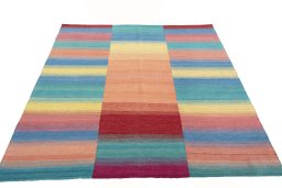 Close-up detail of New Kilim Kiasar rug from Iran / Persia showing Wool weave