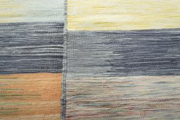 Backside of handmade New Kilim Kiasar rug showing knot structure and weave density