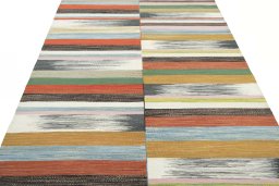 Close-up detail of New Kilim Kiasar rug from Iran / Persia showing Wool weave