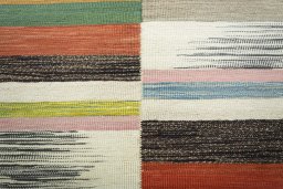 Backside of handmade New Kilim Kiasar rug showing knot structure and weave density