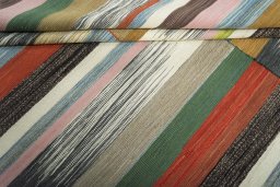 Full view of New Kilim Kiasar rug from Iran / Persia, 213 × 160 cm in Multi Color tones