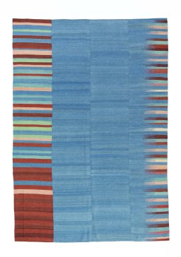 Full view of New Kilim Kiasar rug from Iran / Persia, 311 × 217 cm in Blue tones