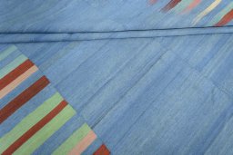 Full view of New Kilim Kiasar rug from Iran / Persia, 311 × 217 cm in Blue tones