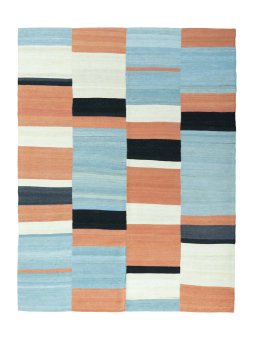Full view of New Kilim Kiasar rug from Iran / Persia, 233 × 178 cm in Multi Color tones