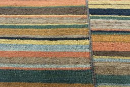 Backside of handmade New Kilim Kiasar rug showing knot structure and weave density