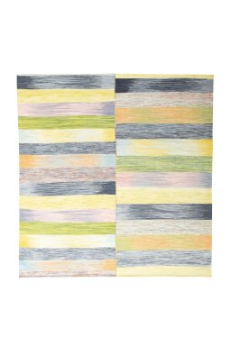Full view of New Kilim Kiasar rug from Iran / Persia, 206 × 196 cm in Multi Color tones