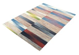 Corner detail of New Kilim Kiasar rug showing border pattern and Wool pile