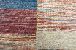 Backside of handmade New Kilim Kiasar rug showing knot structure and weave density