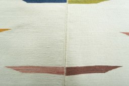 Backside of handmade New Kilim Kiasar rug showing knot structure and weave density