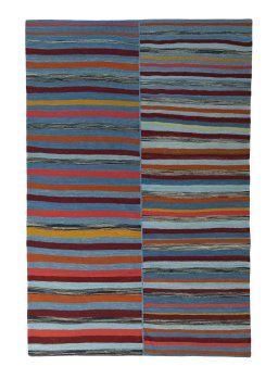 Full view of New Kilim Kiasar rug from Iran / Persia, 293 × 195 cm in Multi Color tones