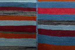 Backside of handmade New Kilim Kiasar rug showing knot structure and weave density