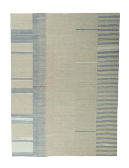 Full view of New Kilim Kiasar rug from Iran / Persia, 368 × 278 cm in Beige tones