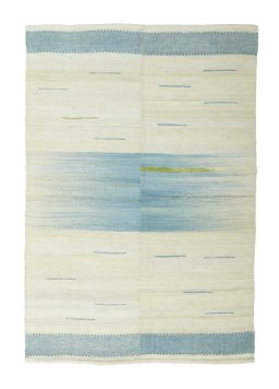 Full view of New Kilim Kiasar rug from Iran / Persia, 166 × 114 cm in Beige tones