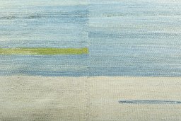 Backside of handmade New Kilim Kiasar rug showing knot structure and weave density
