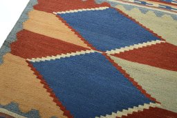 Surface texture of New Kilim Sofre rug with natural Wool and intricate pattern