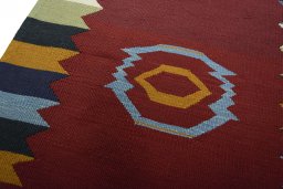 Surface texture of New Kilim Sofre rug with natural Wool and intricate pattern