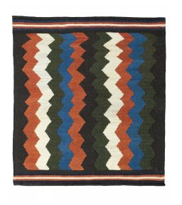 Full view of New Kilim Sofre rug from Iran / Persia, 108 × 98 cm in Multi Color tones