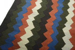 Surface texture of New Kilim Sofre rug with natural Wool and intricate pattern