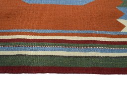 Central medallion detail of New Kilim Sofre rug from Iran / Persia