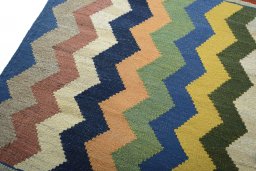 Surface texture of New Kilim Sofre rug with natural Wool and intricate pattern