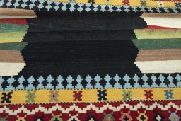 Full view of New Kilim Sofre rug from Iran / Persia, 181 × 142 cm in Gray tones