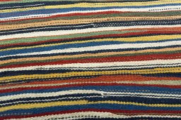 Backside of handmade New Kilim Sofre rug showing knot structure and weave density