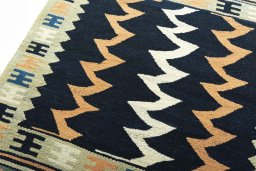 Surface texture of New Kilim Sofre rug with natural Wool and intricate pattern