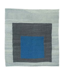 Full view of New Kilim Sofre rug from Iran / Persia, 128 × 118 cm in Gray tones