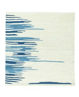 Full view of New Kilim Sofre rug from Iran / Persia, 122 × 117 cm in Beige tones