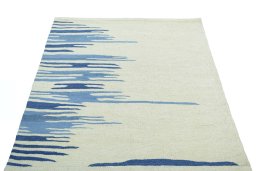 Close-up detail of New Kilim Sofre rug from Iran / Persia showing Wool weave