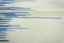 Full view of New Kilim Sofre rug from Iran / Persia, 122 × 117 cm in Beige tones