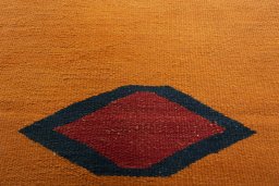 Backside of handmade New Kilim Sofre rug showing knot structure and weave density