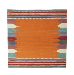 Full view of New Kilim Sofre rug from Iran / Persia, 94 × 86 cm in Yellow tones
