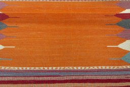 Full view of New Kilim Sofre rug from Iran / Persia, 94 × 86 cm in Yellow tones
