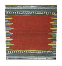 Full view of New Kilim Sofre rug from Iran / Persia, 91 × 85 cm in Red tones